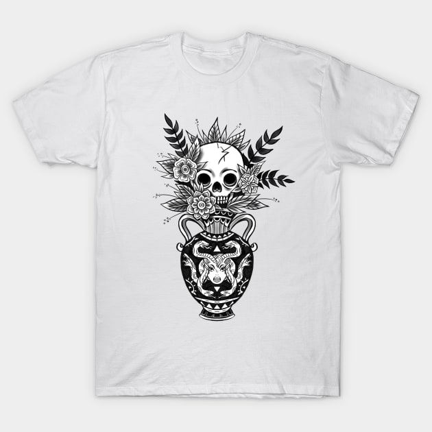 Mrs. Bouquet - traditional tattoo design - Black & Grey T-Shirt by RudeOne